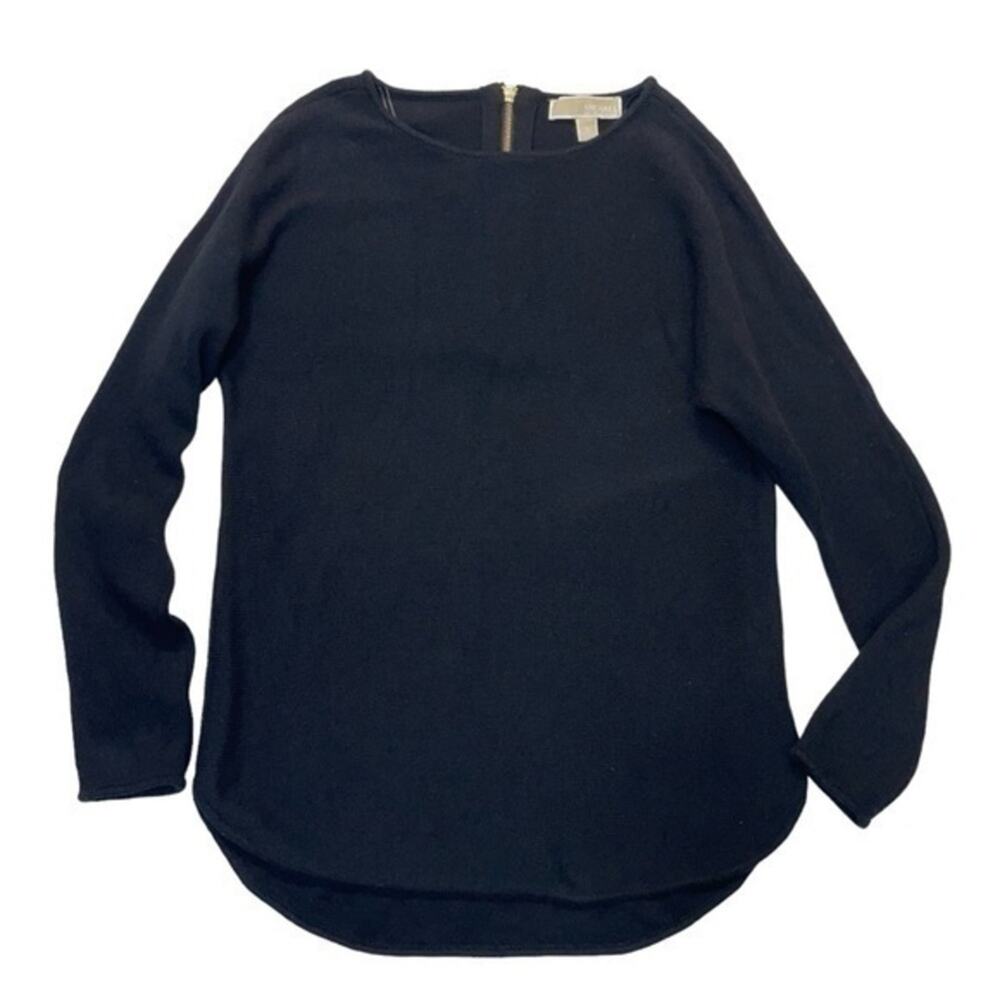 Michael Kors Black Knit Sweater Gold Back Zip Women’s Small